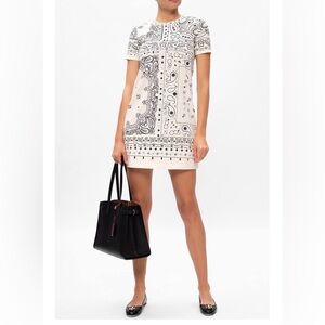 NWT Tory Burch Bandana Sequin Paisley Cream T-Shirt Dress Retail $258 Size M